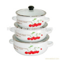 3Pcs cute cat enamel boiling pot sets with glass lid